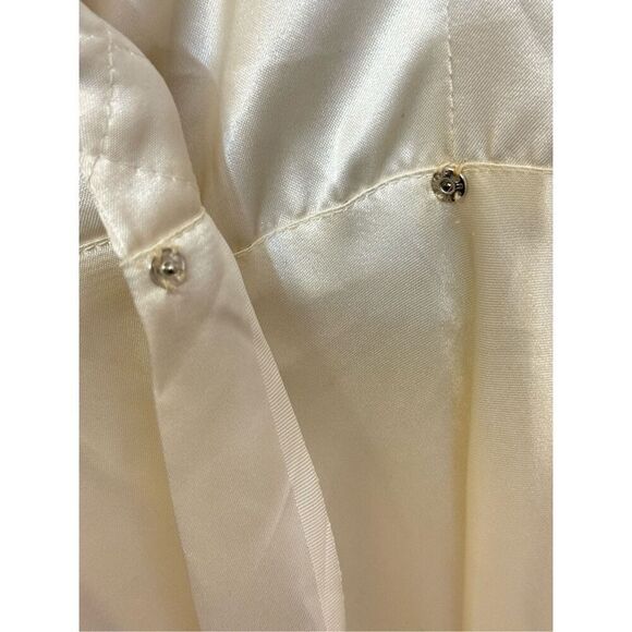 Vintage 60s Montgomery Ward Cream Satin Dressing Gown Robe 16 - Picture 6 of 12